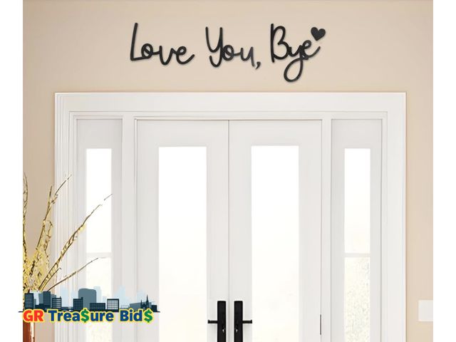 Lot 111-63054 - New ANJAYLIA Love You Bye Wood Sign Above Door, Boho Farmhouse Wall Art Decor, Ideal Gift to Express...