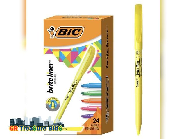 Lot 111-56612 - NEW BIC Brite Liner Highlighters with Chisel Tip for Broad and Fine Lines, 24-Count Pack in Assorted...