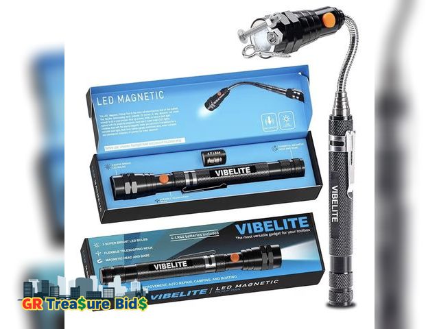 Lot 111-737726 - New VIBELITE Extendable Magnetic Flashlight with Telescoping Magnet Pickup Tool-Cool Gadget Gifts fo...