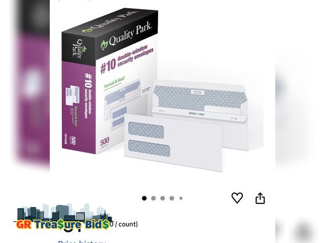 Lot 111-8363 - Quality Park Reveal-N-Seal Self Seal Security Tinted #10 Double Window Envelope, 4 1/8" x 9 1/2", Wh...