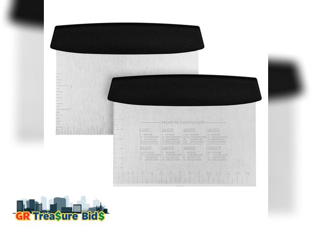 Lot 111-86535 - Vaincre Bench Dough Scraper Cutter - 2PCS 6" Stainless Steel Chopper Baking Scraper Spatula with Mea...