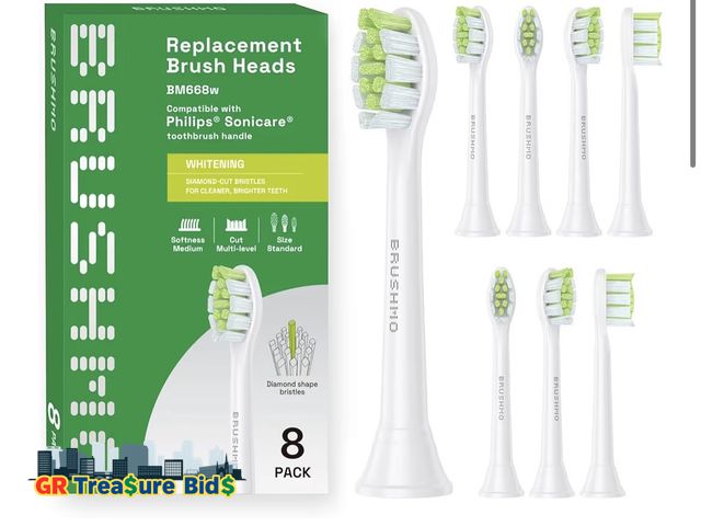 Lot 111-72672 - New Brushmo Diamond-Shape Whitening Replacement Toothbrush Heads, Compatible with Philips Sonicare C...