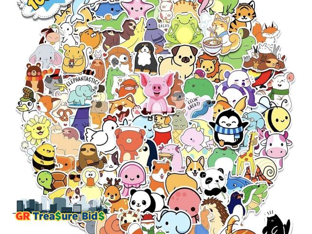 Lot 111-94794 - Benresive 100 Pcs Cute Animal Stickers for Kids, Water Bottle Stickers Waterproof Vinyl Hydroflask P...