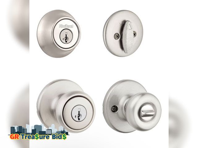 Lot 111-8262 - New Kwikset 96900-381 690T 15 SMT BBPKG Satin Nickel Tylo Entry Combo Set