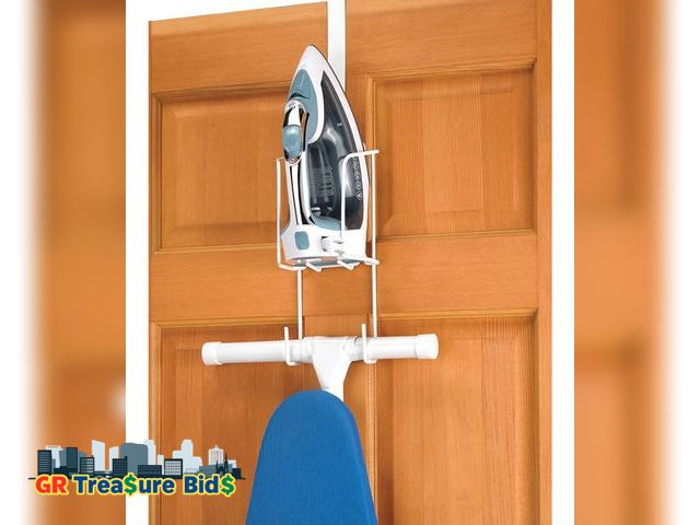 Lot 111-68984 - Whitmor Wire Over The Door Ironing Caddy - Iron and Ironing Board Storage Organizer,White