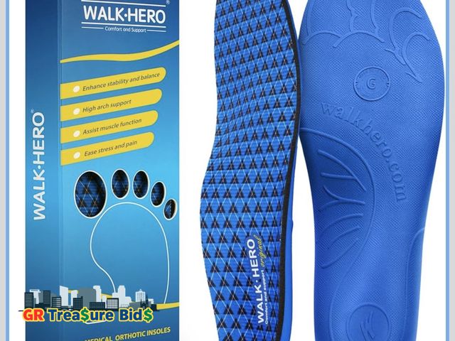 Lot 111-52183 - New Walkhero Arch Support Insoles - Plantar Fasciitis Orthotic Shoe Inserts with Everyday Comfort an...
