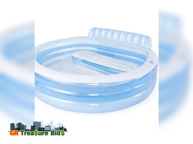 Lot 111-51399 - New INTEX Swim Center Inflatable Family Lounge Pool: Built-In Bench – Cup Holder – 156 Gallon Capaci...