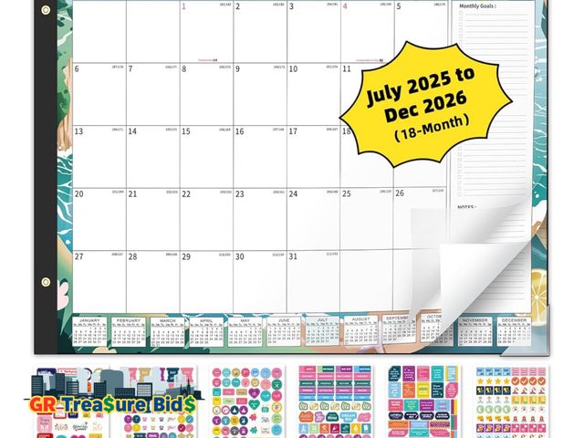 Lot 111-48614 - Ospelelf Desk Calendar 2025-2026 Large 22'' x 17'' Calendar 2025 Monthly Desktop Calendar, 18 Month ...