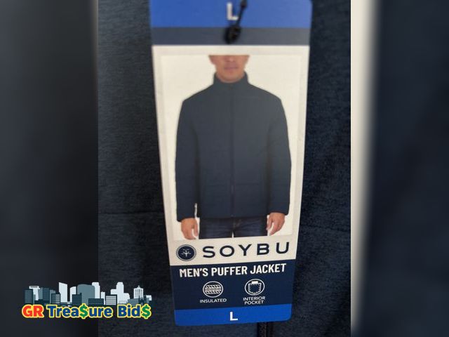 Lot 111-1790 - 1 New SOYBU, Men’s fully zip puffer jacket, large size and blue color .