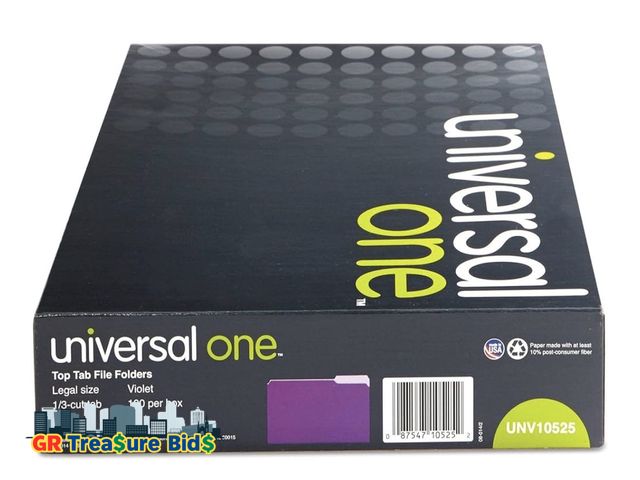 Lot 111-13128 - Universal UNV10525 Legal Size Deluxe 1/3-Cut Colored Top Tab File Folders - Violet/Light Violet (100...