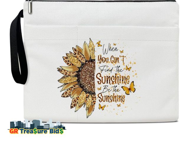 Lot 111-91432 - New Inspirational Quote Book Sleeve Sunflower Book Protector with Zipper Book Lover Gifts for Librar...