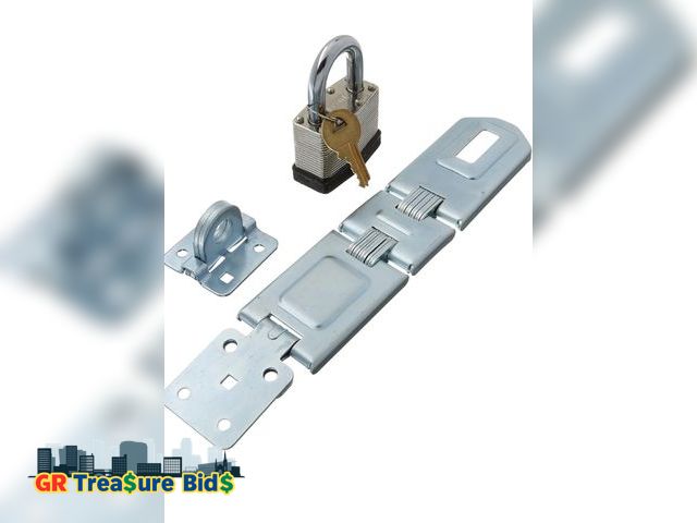 Lot 111-2016 - One set  NU-Set Lock | 7 1/2 Inch Double Hinged Hasp and Laminated Steel Heavy Duty Padlock Combo | ...