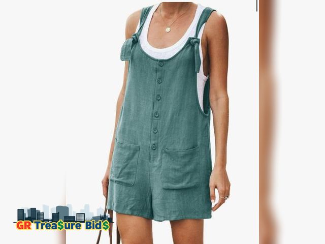 Lot 111-12791 - New KirGiabo Women's Summer Overalls Shorts Sleeveless Casual One Piece Linen Rompers Strap Adjustab...