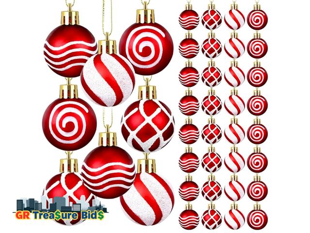 Lot 111-7 - Shappy 72 Pieces Christmas Ball Ornaments - Xmas Tree Decorations Mini Red Baubles for Holiday, Wedd...