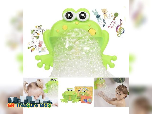 Lot 111-80655 - New Light Up Baby Bath Bubble Toys,Tub Big Frog Automatic Bubble Maker Blower with 24 Music Baby Fun...