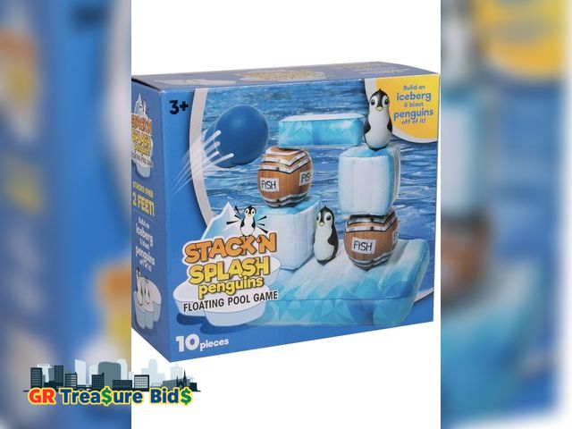 Lot 111-52074 - Stack 'n Splash Penguins Floating Target Pool Game- Build It, Hit It, Knock It Down! 10-Pc Set with ...