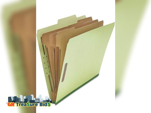 Lot 111-14783 - Universal 10291 Pressboard Classification Folder, Letter, Eight-Section, Green, 10/Box