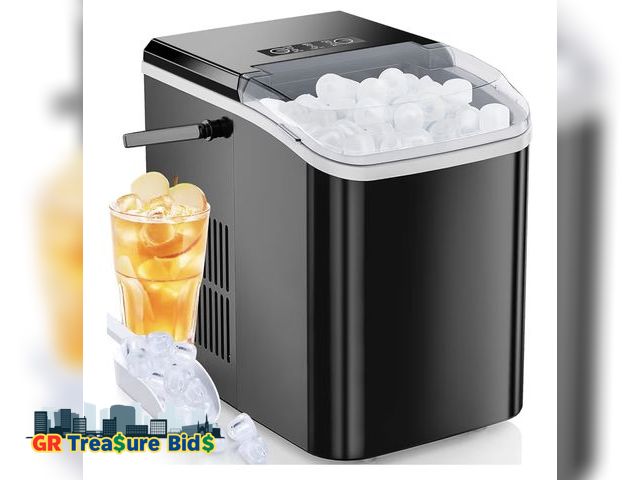 Lot 111-72662 - Ice Maker Machine with Handle,26lbs in 24Hrs,9 Ice Cubes in 6 Mins,Auto-Cleaning Portable Ice Maker ...