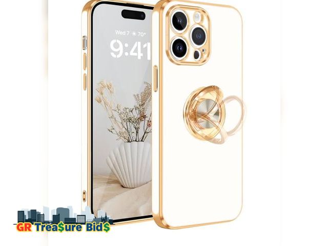 Lot 111-92673 - New Fingic for iPhone 14 Pro Case White
with Ring Stand, 360° Rotatable Ring Holder, Magnetic Kickst...
