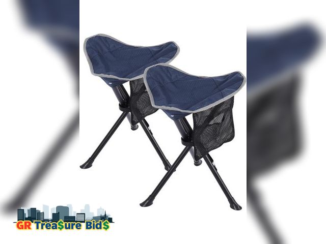 Lot 111-52497 - New REDCAMP 2 Pack Folding Camping Stools for Adults Heavy Duty, Lightweight Portable Tripod Chairs ...