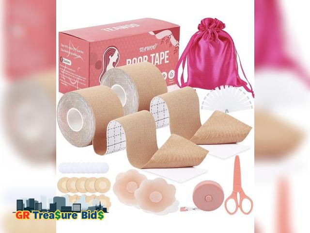 Lot 111-92682 - Boob Tape Kit - BoobTape for Breast Lift, 2 Body Tape, 4 PCs Silicone Breast Petals, 17 PCs Satin Ni...