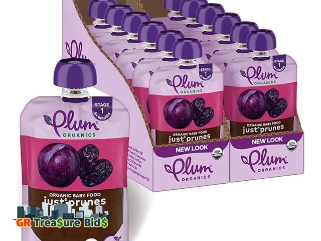 Lot 111-33370 - Plum Organics Stage 1 Organic Baby Food, Prune Puree, 3.5 Ounce Pouch (5 boxes of pack of 12)