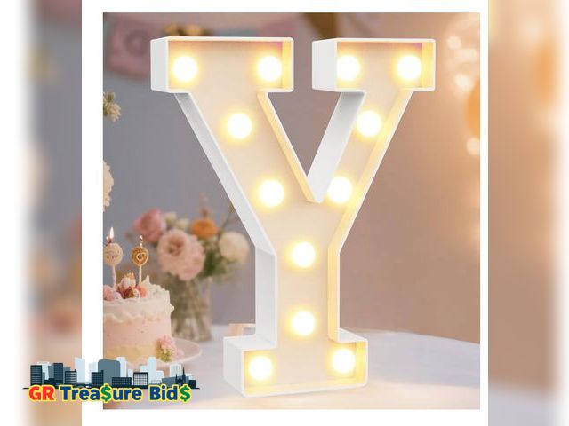 Lot 111-97871 - Pooqla LED Marquee Letter Lights Sign, Light Up Alphabet Letter for Home Party Wedding Decoration Y