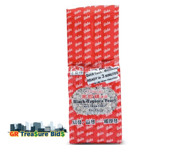 Lot 111-66448 - E-FA BRAND Black Tapioca Pearls (Boba), Quick Cook Tapioca Pearls for Bubble Tea, Microwave Ready in...