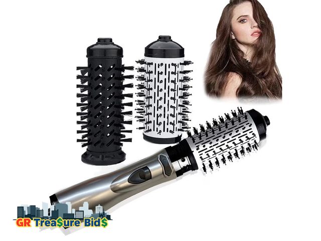 Lot 111-72672 - 3-in-1 Hot Air Styler &amp; Rotating Hair Dryer Brush with 2 Interchangeable Brushes | Anti-Frizz Io...