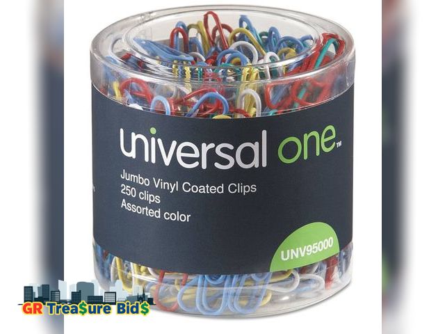 Lot 111-57663 - Universal Plastic-Coated Paper Clips, Jumbo, Assorted Colors, 250/pack