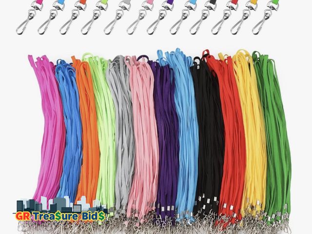 Lot 111-556627 - Patelai 300 Pcs Bulk Lanyards for ID Badges with Clip Colored Flat Lanyard for Keys Student Teacher ...