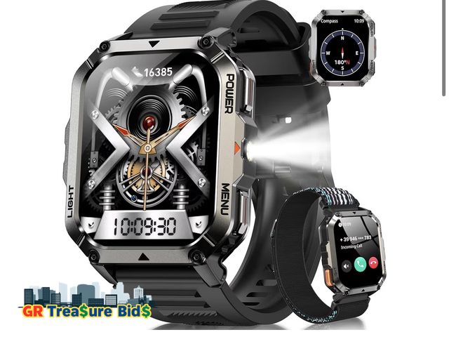 Lot 111-92782 - New Military Smart Watches for Men, Super Large 2.01"Fitness Watch HD Display, Sports Smartwatch wit...