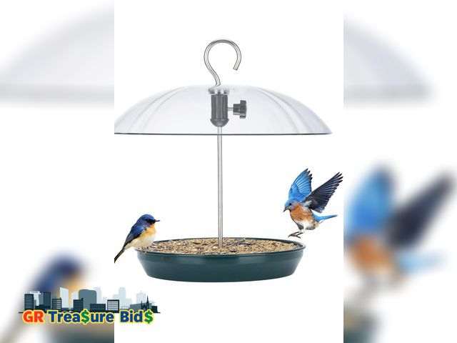 Lot 111-59030 - 1 New Mosqic birds  Adjustable Platform Bird Feeder for Outdoors, Hanging Metal Seed Tray with Clear...