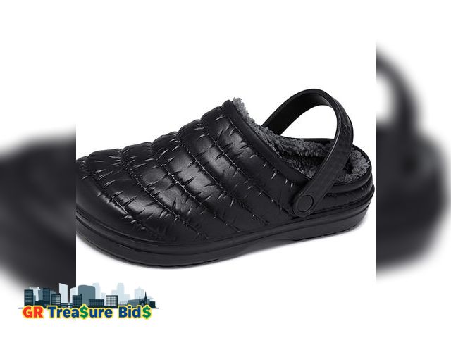 Lot 111-3064 - 1 New Women's Men's Fuzzy Slippers Lined Clogs and Warm Plush Fleece Garden Shoes Indoor Outdoor wit...