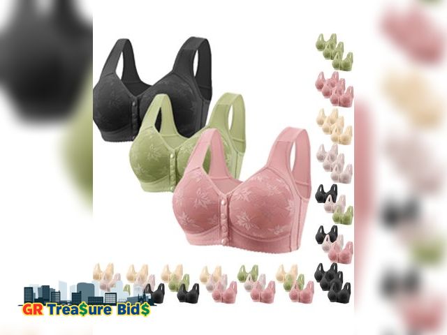 Lot 111-4068 - 3 New 3 Pack Daisy Bras for Women No Underwire Front Closure Push Up Bra Everyday Full Coverage Comf...
