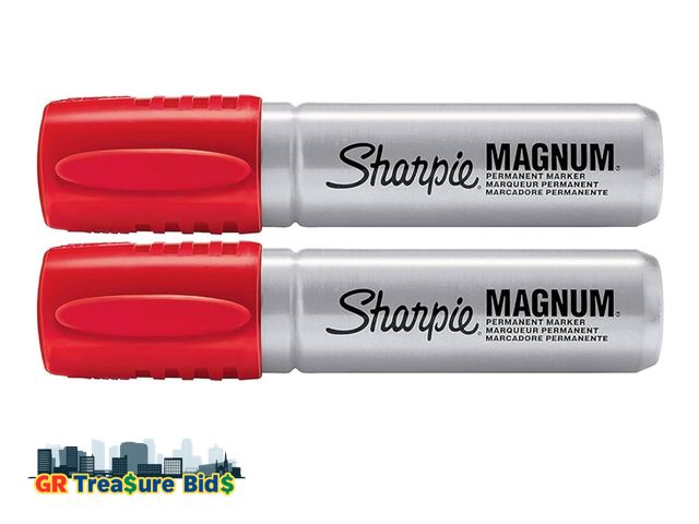 Lot 111-82986 - Lot of 8 Sharpie Magnum Permanent Marker | Oversized Chisel Tip, Great for Poster Boards, Red