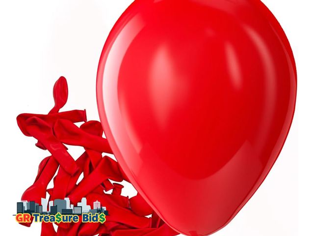 Lot 111-69812 - Bezente Red Balloons Latex Party Balloons - (approximately) 150 Pack 5 inch Matte Red Helium Balloon...