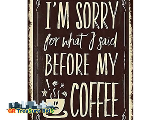 Lot 111-3662 - New AIXBRO Kitchen Tin Sign Metal Poster Vintage Wall Art Décor, Before My Cofffee, Funny Decoration...