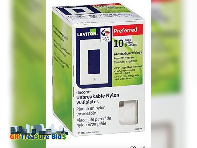 Lot 111-74433 - Leviton Decora 1-Gang Midway Wall Plates, 10-Pack, PJ26-WM, White