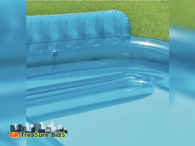 Lot 111-512363 - Member Marks 10' Inflatable Family Pool - Rectangular Blow Up Pool with Built-in Bench, Backrest &am...