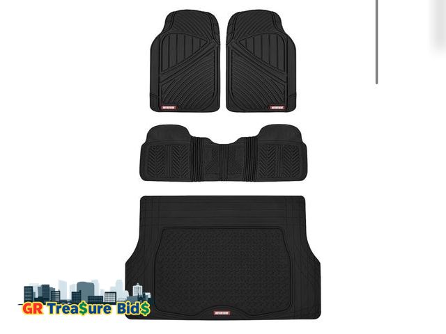 Lot 111-45115 - All Weather Rubber Car Mats with Cargo Liner - Full Set Front &amp; Rear Floor Mats for Cars Truck S...