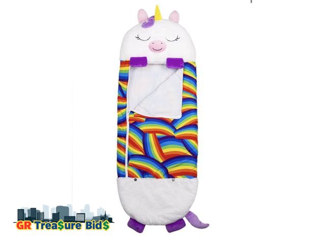 Lot 111-690726 - New Happy Nappers: Pillow &amp; Sleepy Sack: Large - White Unicorn - 66 x 30, 2-in-1: Plush Animal O...