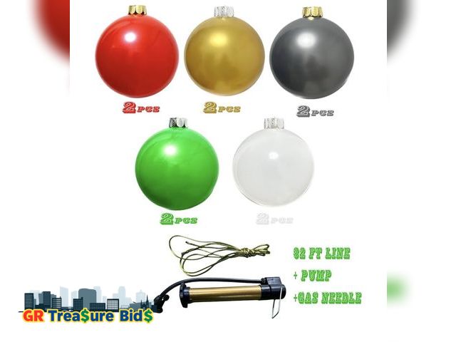Lot 111-81776 - Inflatable Christmas Ornaments,(9'' 10 pcs) Large Inflatable Christmas Balls,Christmas Indoor and Ou...
