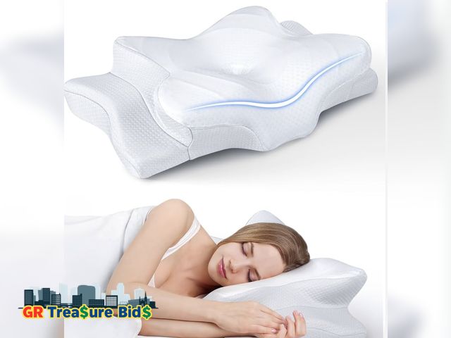 Lot 111-38608 - New Ultra Pain Relief Cooling Pillow for Neck Support, Adjustable Cervical Pillow Cozy Sleeping, Odo...