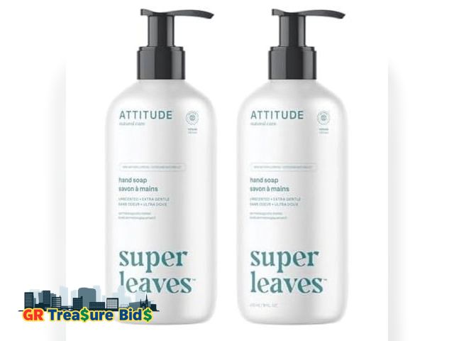 Lot 111-54983 - 3 ATTITUDE Liquid Hand Soap, Plant- and Mineral-Based Formula, Vegan &amp; Cruelty-free Personal Car...