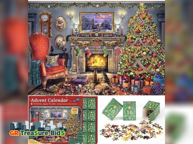 Lot 111-90869 - New Puzzle Advent Calendar 2025 Christmas Jigsaw Puzzles - Festive Fireplace 1008 Pieces Jigsaw Puzz...
