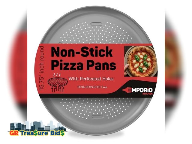 Lot 111-82395 - Non-Stick Pizza Pan 1 Pack – 16 Inch Round Carbon Steel Pizza Tray with Perforated Holes, PFOAPFOSPT...