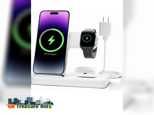 Lot 111-52244 - New Wireless Charger Stand Charging Station: 3 in 1 Charger Stand Multiple Devices for Apple - iPhon...