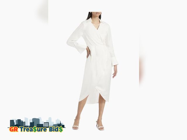 Lot 111-51390 - New Only Studio's surplice shirtdress flaunts an asymmetric bodice and skirt hem creating a flatteri...