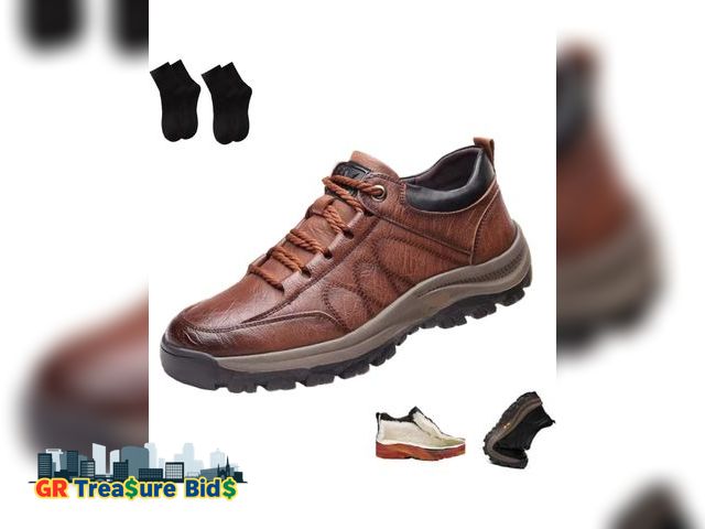 Lot 111-50218 - New Men's Casual Leather Handmade Non-Slip Arch Support Loafers, Men’s Lace Up Casual Fashion Non-Sl...